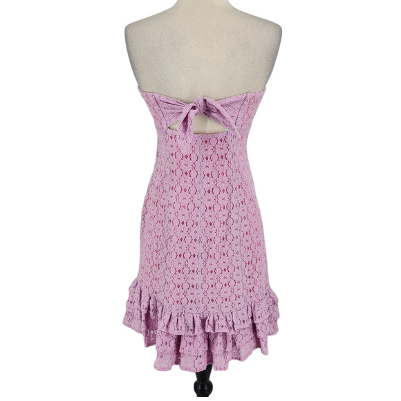 SALE Lilly Pulitzer Pink and Lavender Lace Strapless Cocktail Mini Dress Size 4 - Picture 4 of 7